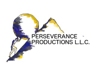 Perseverance Productions Logo Man pushing the world uphill